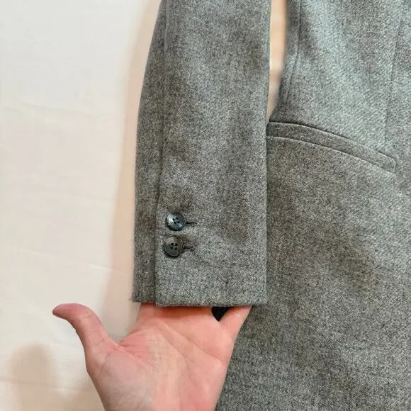 Zara Basic Collection Grey Lambswool Longline Coat Blazer Jacket XS - Picture 8 of 16